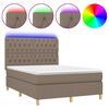 vidaXL Lova su spyruoklėmis/čiužiniu/LED, taupe, 140x190 cm, audinys