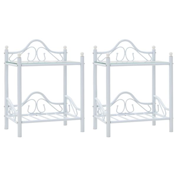 vidaXL Nakt. stal., 2vnt., plien. ir grūd. stikl., 45x30,5x60cm, balti