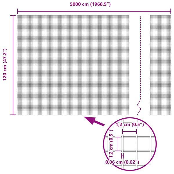 vidaXL Suvirinto vielos tvoros Sidabro 1.2 x 50 m