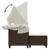 vidaXL Dvivietė sodo sofa su skliautu/taburetėmis, ruda, poliratanas