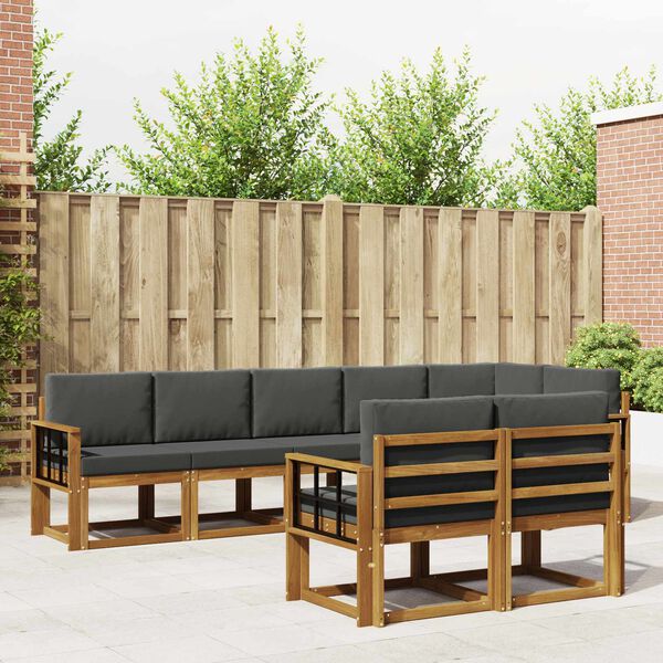 vidaXL Lauko sofos komplektas su pagalve 8 pcs Natūralus ir antracitas