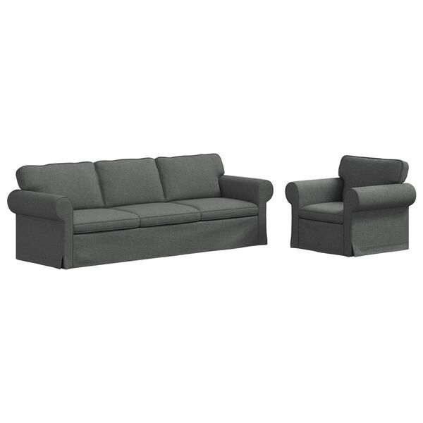 vidaXL Sofa 2 pcs Tamsiai pilka