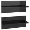 vidaXL Sieninės lentynos, 2vnt., juodos, 40x11,5x18cm, blizgios