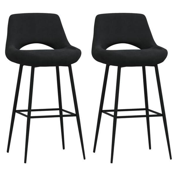 vidaXL Baro taburetės, 2vnt., juodos spalvos, aksomas