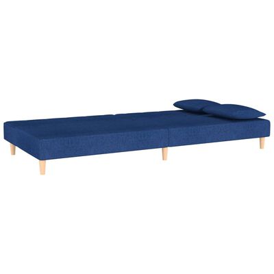 vidaXL Dvivietė sofa-lova su dvejomis pagalvėmis, mėlyna, audinys