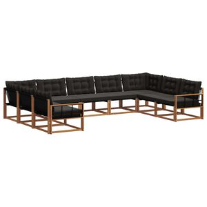 vidaXL Lauko sofos komplektas su pagalve 9 pcs Natūrali ir juoda