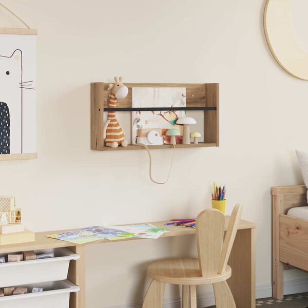 vidaXL Žurnalų stovas su lentyna Amatininkų ąžuolas 60 x 12 x 30 cm