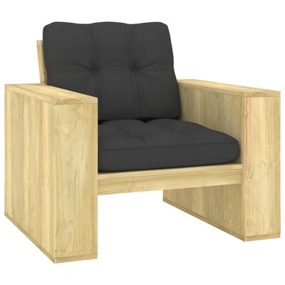 vidaXL Sodo kėdė su antracito pagalvėlėmis, impregnuota pušies mediena