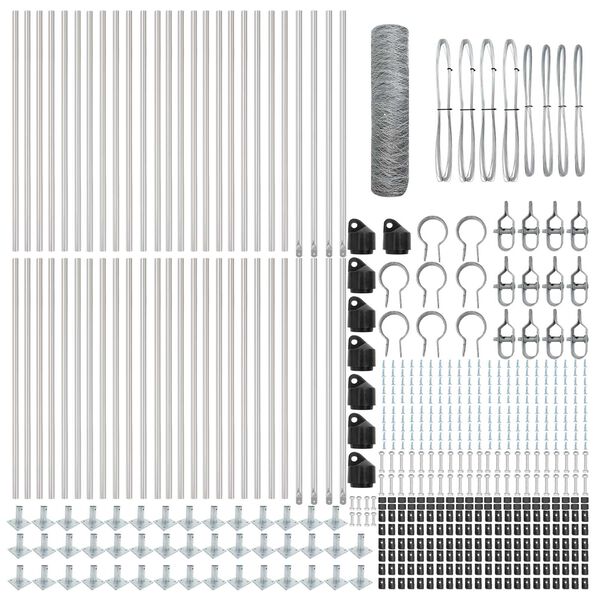 vidaXL Tvorelės stulpas Sidabro 100 x 0,5 m (50 mm tinklelis) Plienas