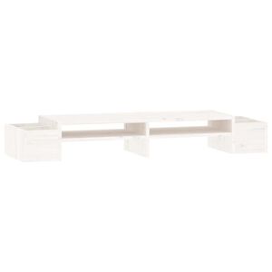 vidaXL Monitoriaus stovas, baltas, 100x27,5x15cm, pu&scaron;ies masyvas