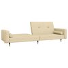 vidaXL Dvivietė sofa-lova su dvejomis pagalvėmis, kreminė, aksomas