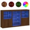 vidaXL &Scaron;oninė spintelė su LED lemputėmis, ruda ąžuolo, 181,5x37x100cm
