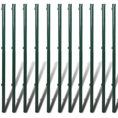 vidaXL Tinklinė tvora su stulpais, žalia, 1,5x25m, plienas
