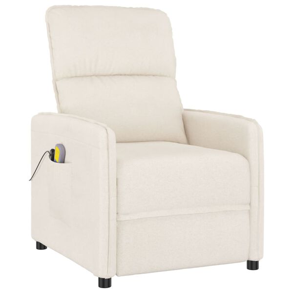 vidaXL Elektrinis masažinis krėslas, smėlio, mikropluošto audinys