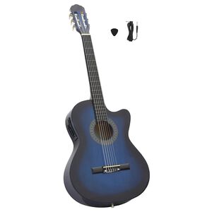 vidaXL Klasikinė gitara su ekvalaizeriu, mėlynos spalvos, 6 stygos