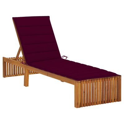 vidaXL Saulės gultas su čiužinuku, akacijos medienos masyvas