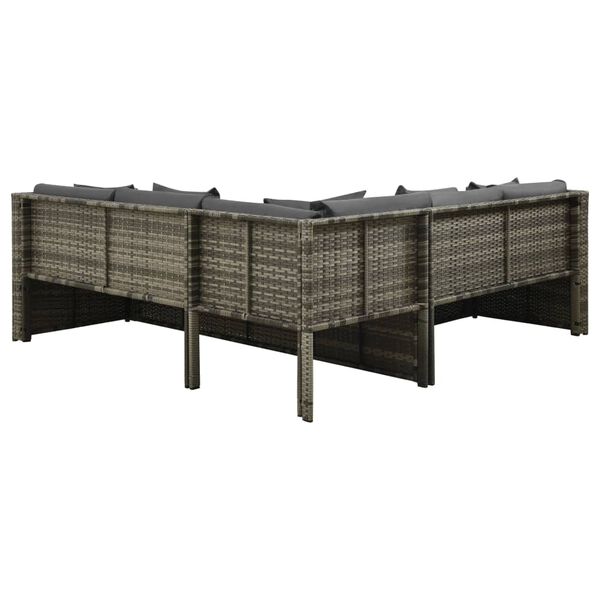 vidaXL Sodo komplektas su pagalvėlėmis, 4 dalių, pilkas, poliratanas