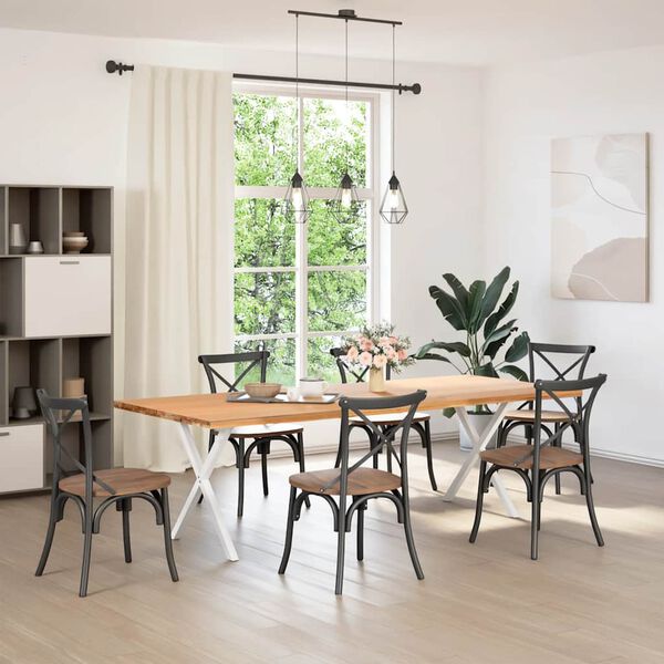 vidaXL Valgomojo stalo kojos, 2 vnt., baltos, 70x(72-73) cm, plienas, X formos