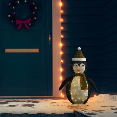 vidaXL Kalėdinė dekoracija pingvinas, 90cm, prabangus audinys, LED