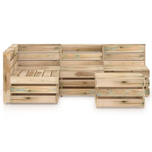 vidaXL Sodo poilsio komplektas, 5 dalių, žaliai impregnuota pu&scaron;is