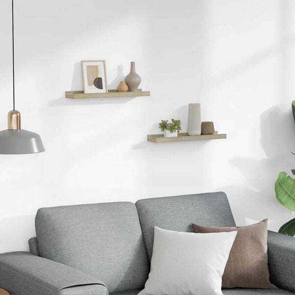 vidaXL Sieninės lentynos, 2 vnt., sonoma ąžuolo spalvos, 40x9x3 cm