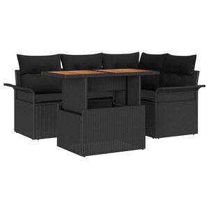 vidaXL Sodo Sofų Rinkinys 5 vnt. Juoda Poli ratanas