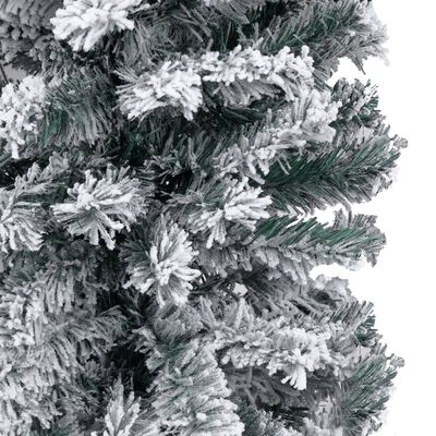 vidaXL Plona apšviesta Kalėdų eglutė su sniegu, žalia, 150cm, PVC