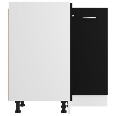 vidaXL Apatinė kampinė spintelė, juodos spalvos, 75,5x75,5x81,5cm, MDP