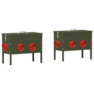 vidaXL Vi&scaron;tų lesykla 2 pcs Alyvuogių žalia 41,5 x 20,5 x 33 cm