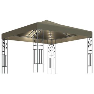 vidaXL Pavėsinė su lempučių girliandomis LED, taupe, 3x3m, 180g/m&sup2;