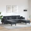 vidaXL Sofa su pagalve 3 pcs Tamsiai pilka Aksomas