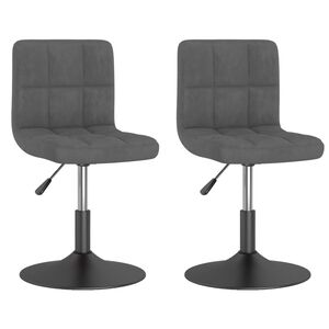 vidaXL Pasukamos valgomojo kėdės, 2vnt., tamsiai pilkos, aksomas