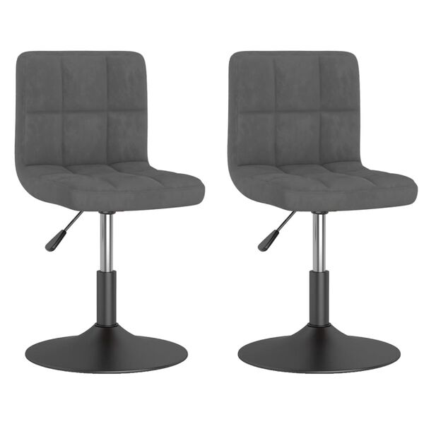 vidaXL Pasukamos valgomojo kėdės, 2vnt., tamsiai pilkos, aksomas