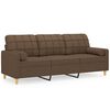 vidaXL Trivietė sofa su pagalvėlėmis, rudos spalvos, 180cm, audinys