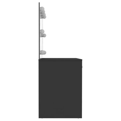 vidaXL Kosmetinis staliukas su LED, juodas, 110x55x145cm, MDF