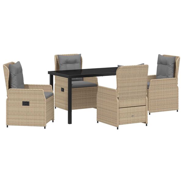 vidaXL Sodo valgomojo komplektas 5 pcs Bežinė ir &scaron;viesiai pilka