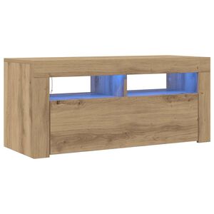 vidaXL Televizoriaus spintelė su LED, artisano, 90x35x40cm, mediena