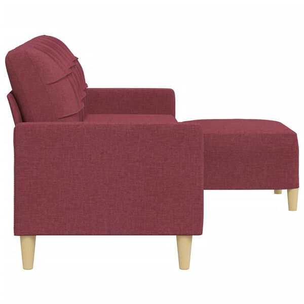 vidaXL Trivietė sofa su pakoja, raudonojo vyno spalvos, 210cm, audinys