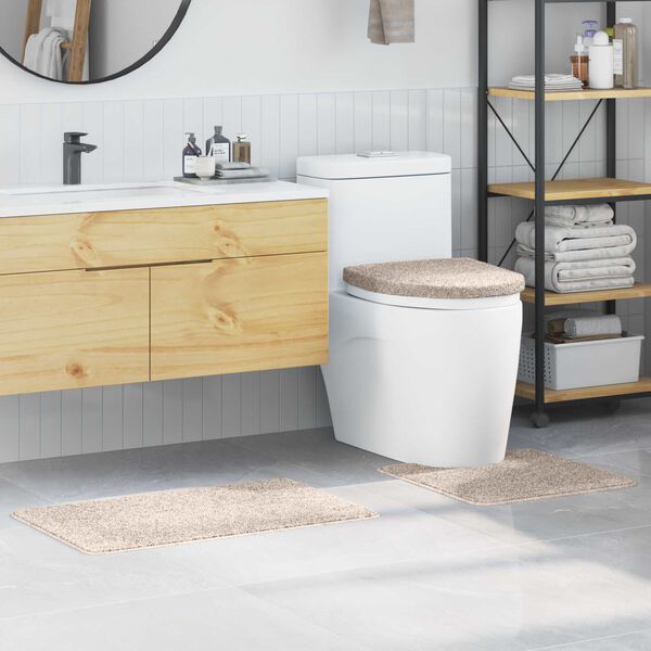 vidaXL Antisklidus vonios kilimėlių rinkinys 3 pcs Kreminė PP