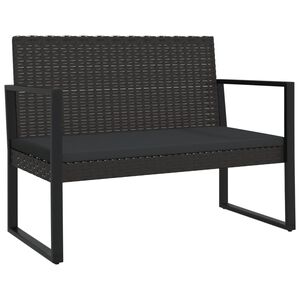 vidaXL Sodo suoliukas su pagalvėlėmis, juodas, 106cm, poliratanas