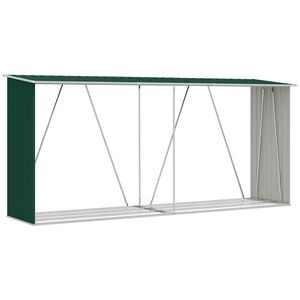 vidaXL Sodo malkinė, žalia, 330x84x152cm, galvanizuotas plienas