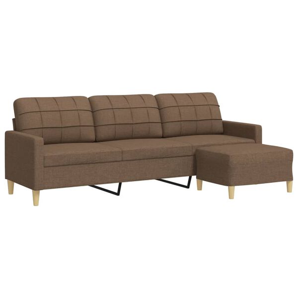 vidaXL Trivietė sofa su pakoja, rudos spalvos, 210cm, audinys