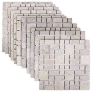 vidaXL Mozaikos plytelės Kreminė 30 x 30 cm Marmuras