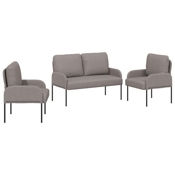 vidaXL Sofų komplektai su pagalve 3 pcs Taupe 115 x 56 x 80 cm fanera
