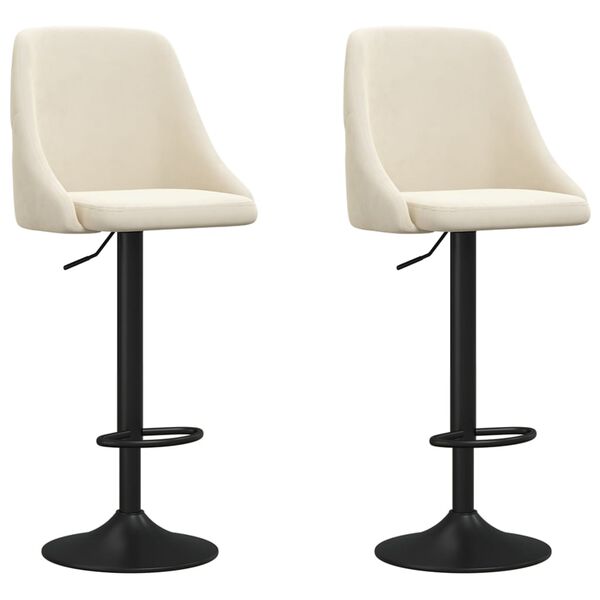 vidaXL Baro taburetės, 2vnt., kreminės spalvos, aksomas