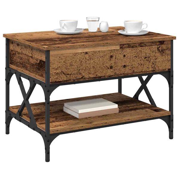 vidaXL Kavos staliukas Senovinis medis 70x50x50cm Apdirbta mediena