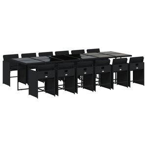 vidaXL Sodo komplektas su pagalvėlėmis, 13 dalių, juodas, poliratanas