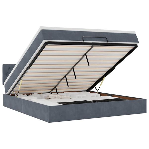 vidaXL Osmanų lova su čiužiniu Tamsiai pilka 180x200cm Velvet