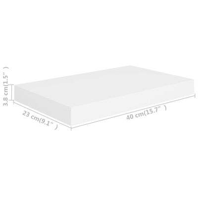 vidaXL Pakabinamos sieninės lentynos, 2vnt., baltos, 40x23x3,8cm, MDF