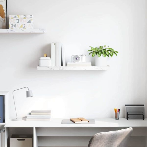 vidaXL Sieninė lentyna Balti marmuro 80 x 23,5 x 4 cm Apdirbta mediena